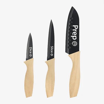 UK MASTERCHEF CAPTION KNIVES 3PCS KNIFE SETS NATURAL KITCHENWARE