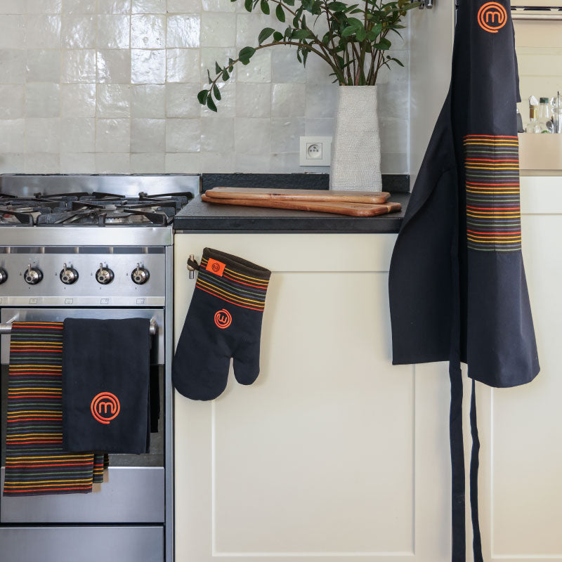 UK MASTERCHEF DOUBLE OVEN GLOVES TEXTILES VIVID KITCHENWARE