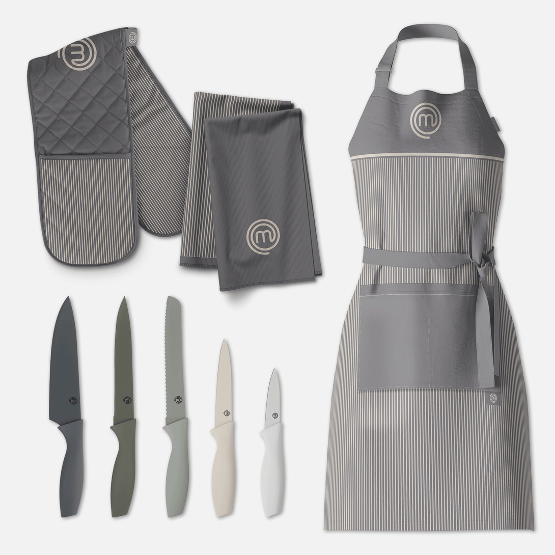 UK MASTERCHEF EARTH GREY GIFT SET TEXTILE SETS EARTH GREY KITCHENWARE