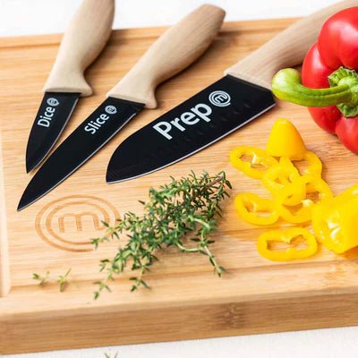 UK MASTERCHEF KNIFE & BOARD SET 4PCS KNIFE & BOARD SETS NATURAL KITCHENWARE