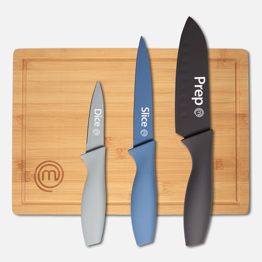 UK MASTERCHEF KNIFE & BOARD SET 4PCS KNIFE & BOARD SETS NORDIC BLUE KITCHENWARE