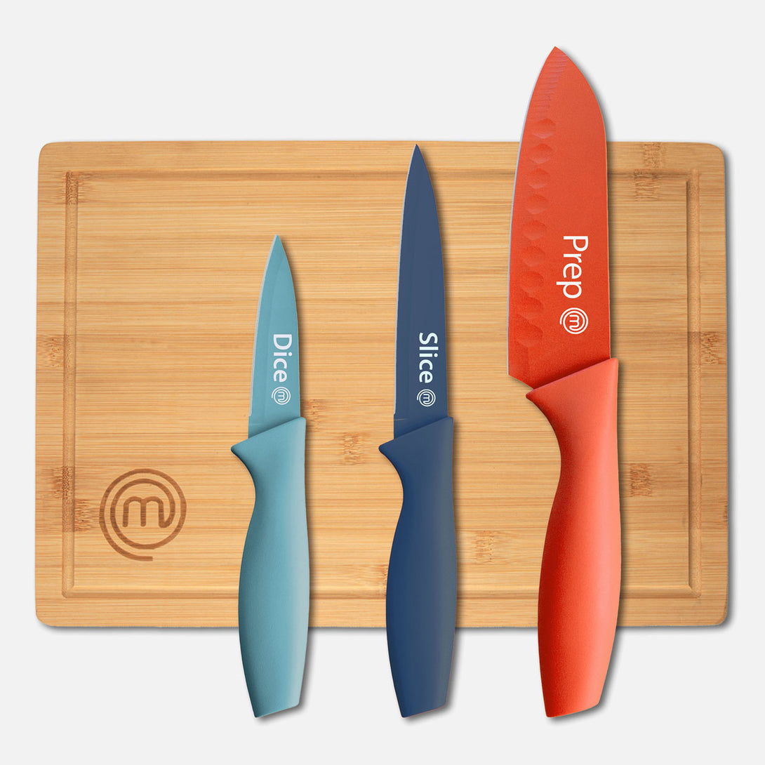 UK MASTERCHEF KNIFE & BOARD SET 4PCS KNIFE & BOARD SETS VIVID KITCHENWARE