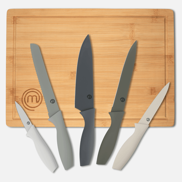 UK MASTERCHEF KNIFE & BOARD SET 6PCS KNIFE & BOARD SETS EARTH GREY KITCHENWARE