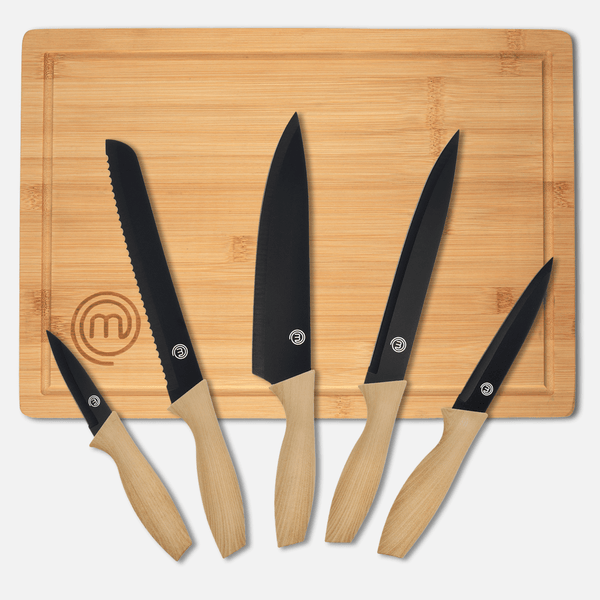 UK MASTERCHEF KNIFE & BOARD SET 6PCS KNIFE & BOARD SETS NATURAL KITCHENWARE