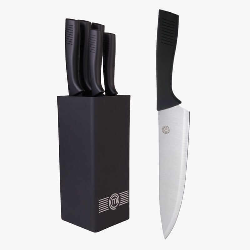 UK MASTERCHEF KNIVES & BLOCK 5PCS KNIFE BLOCKS ELITE KITCHENWARE