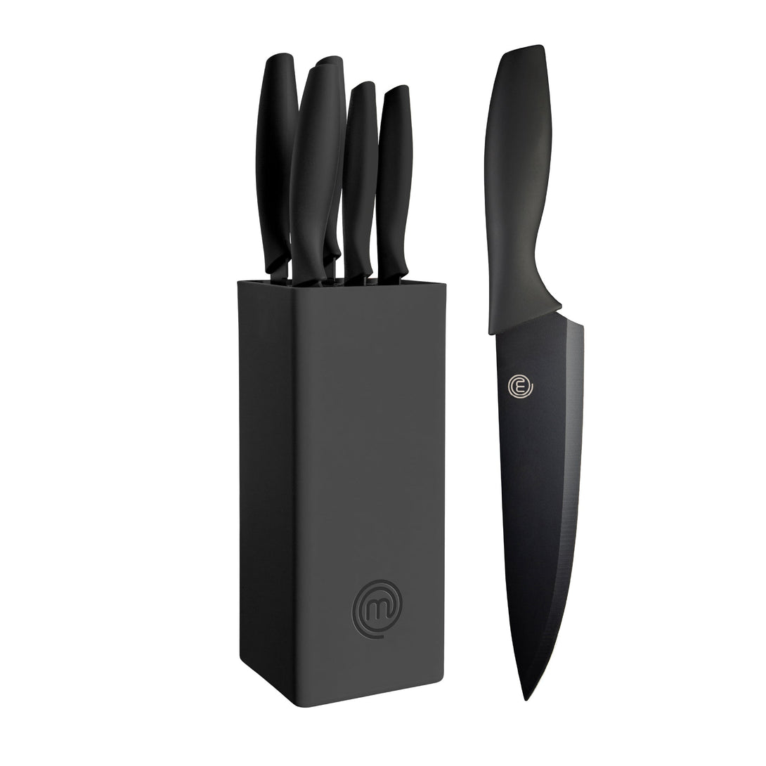 UK MASTERCHEF KNIVES & BLOCK 5PCS KNIFE BLOCKS ESSENTIAL KITCHENWARE