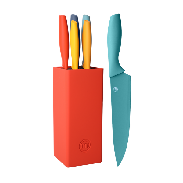 UK MASTERCHEF KNIVES & BLOCK 5PCS KNIFE BLOCKS VIVID KITCHENWARE