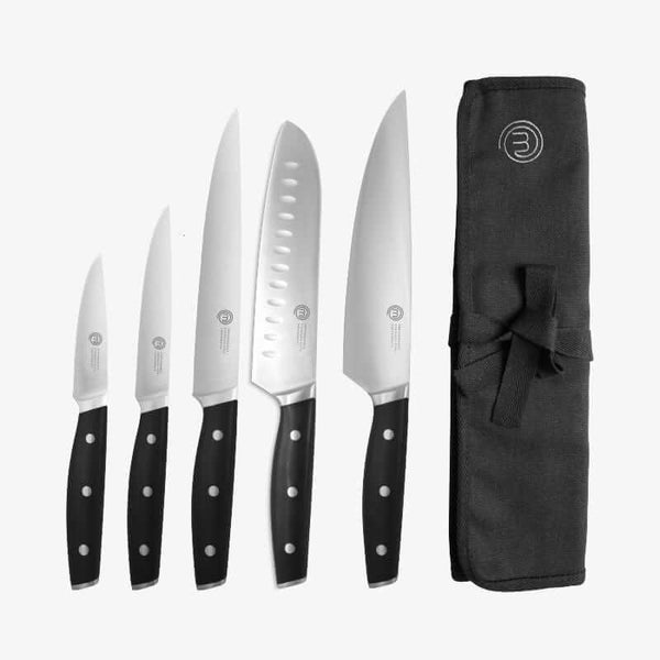 UK MASTERCHEF KNIVES & POUCH 5PCS KNIFE SETS PERFORMANCE KITCHENWARE